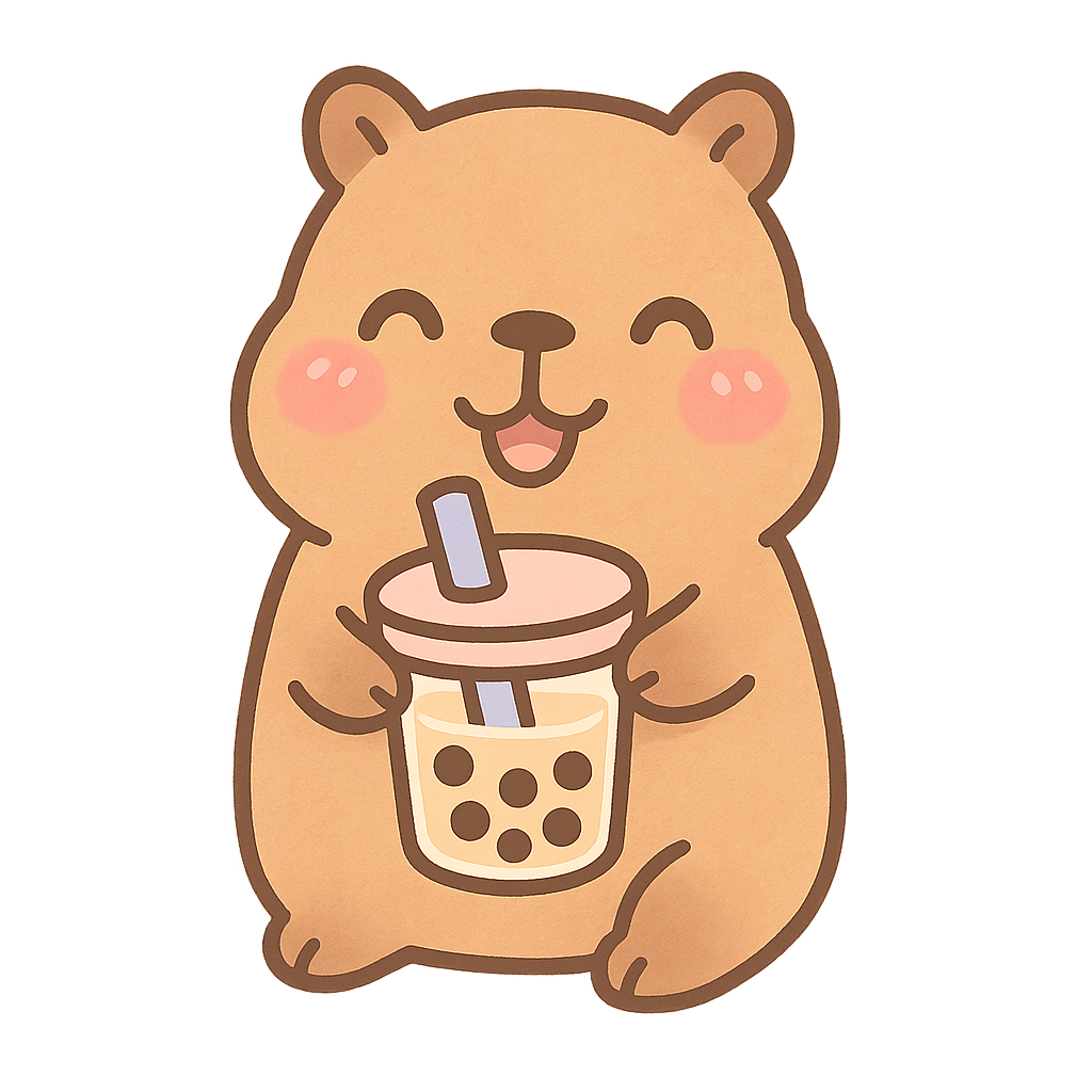 Capybara with boba tea